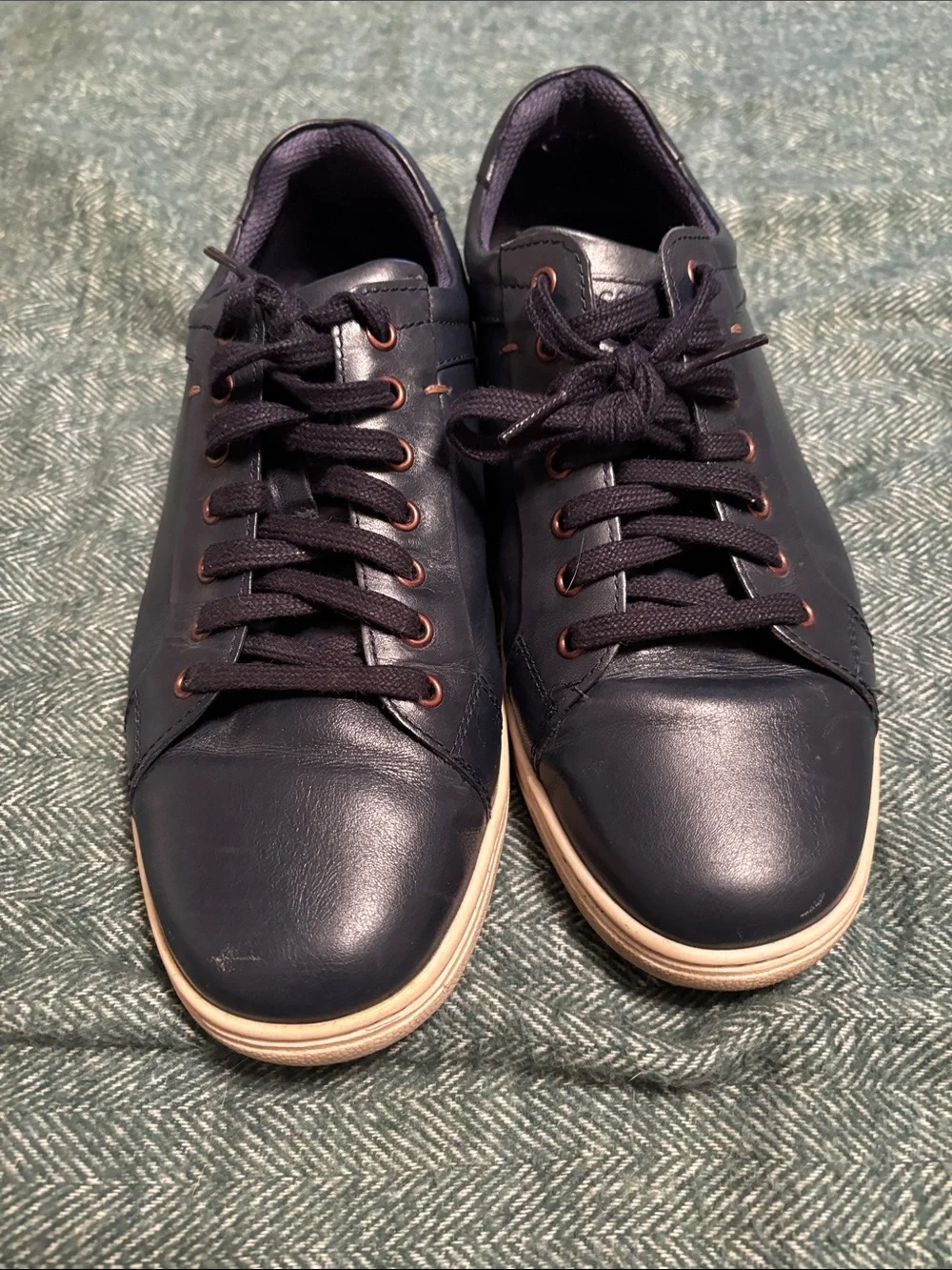 Cole Haan Navy Leather Low-Top Lace-Up Sneakers